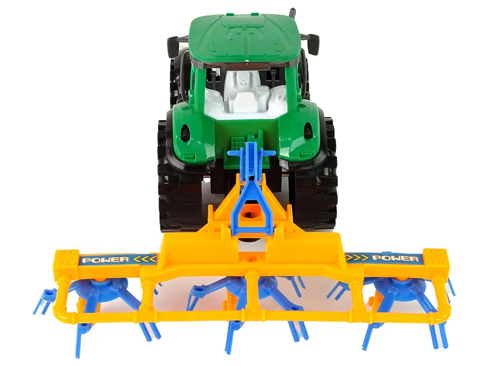 zeleni traktor s narančastim grabljama - slika 5