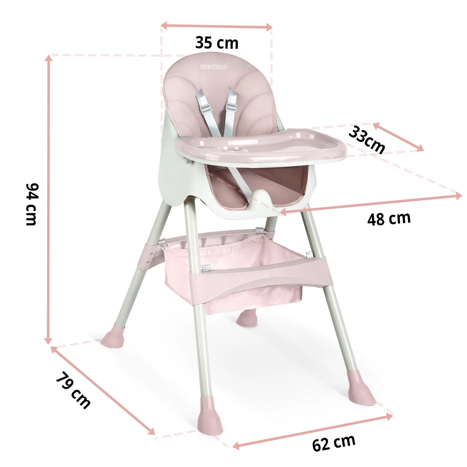 milo pink stolica za hranjenje sa stolom - slika 5