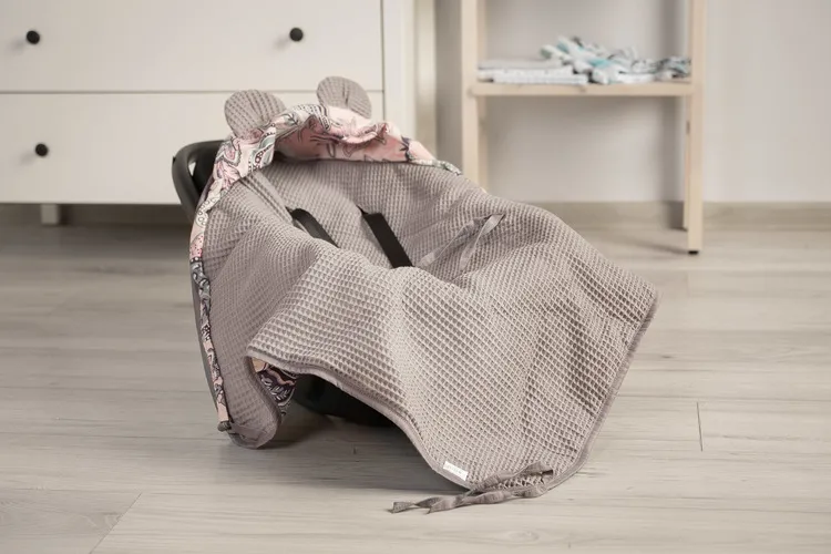 waffle carry-cot deka za umotavanje grafit - slika 6