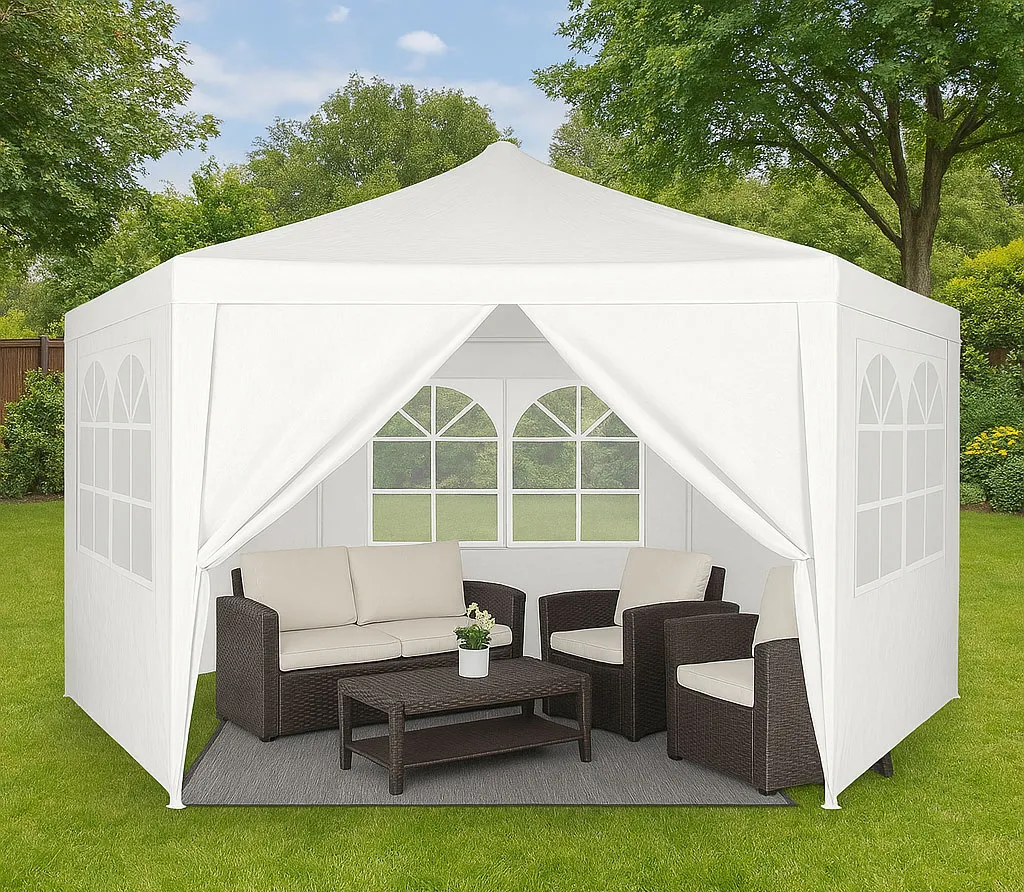 multigarden vrtni paviljon / šator 2 × 2 × 2 m s prozorima – bijeli - slika 8