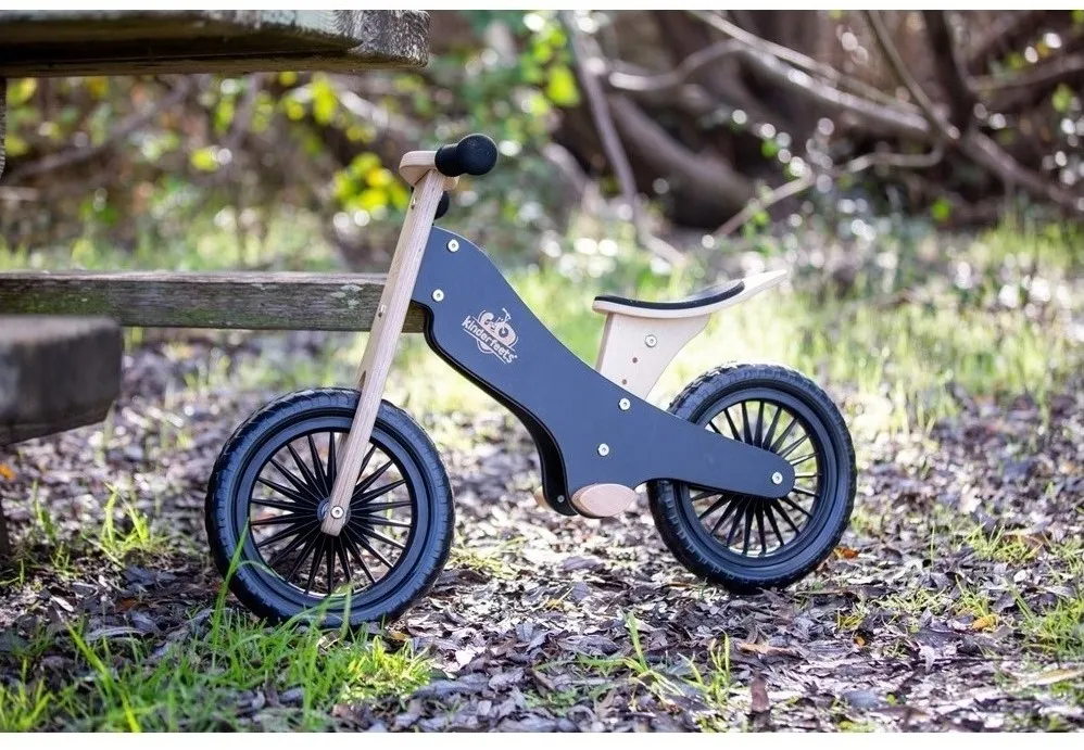 kinderfeets drvena dječja guralica classic black - slika 3