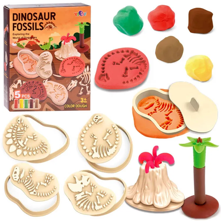 set izrade fosila dinosaura od plastelina 5 boja - slika 2