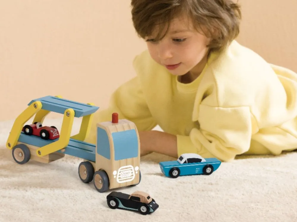 classic world drveni kamion za vuču s 3 automobila - pomoć na cesti - slika 19