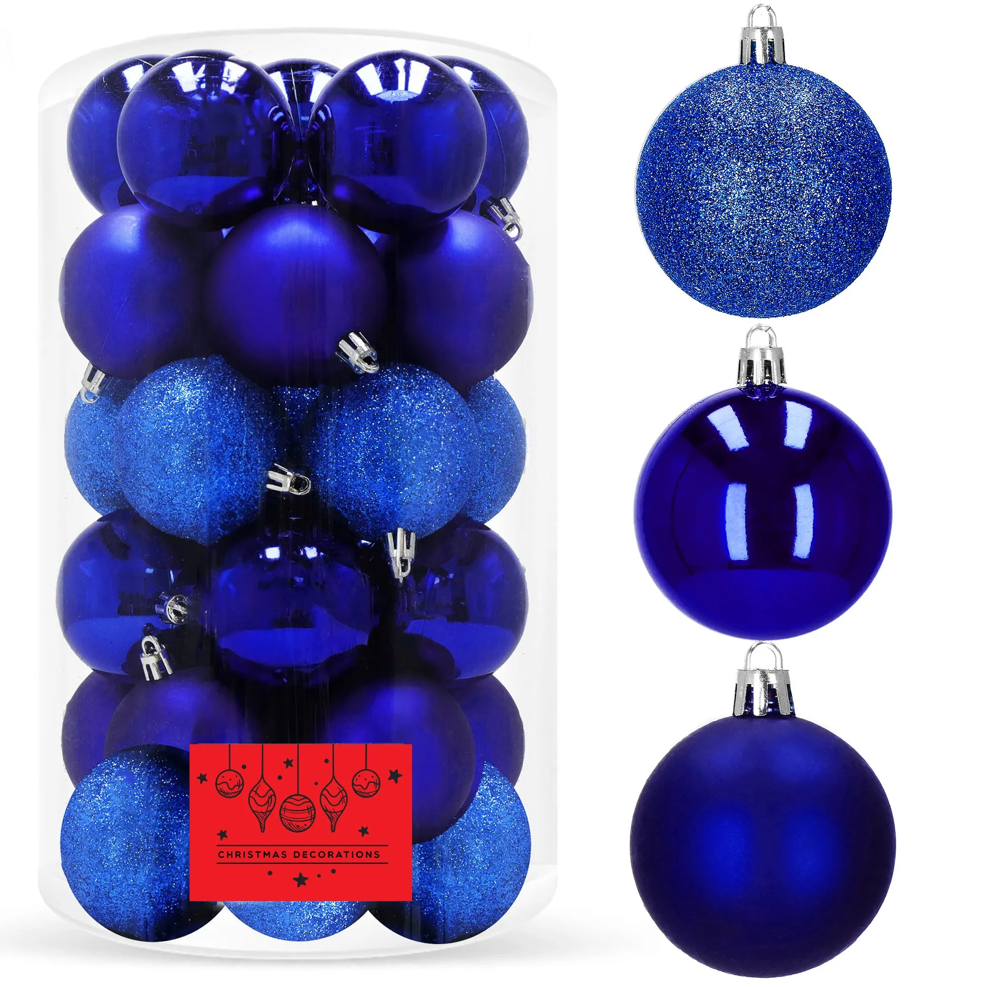 božićne kuglice 6 cm – set od 30 komada, tamnoplave - slika 4