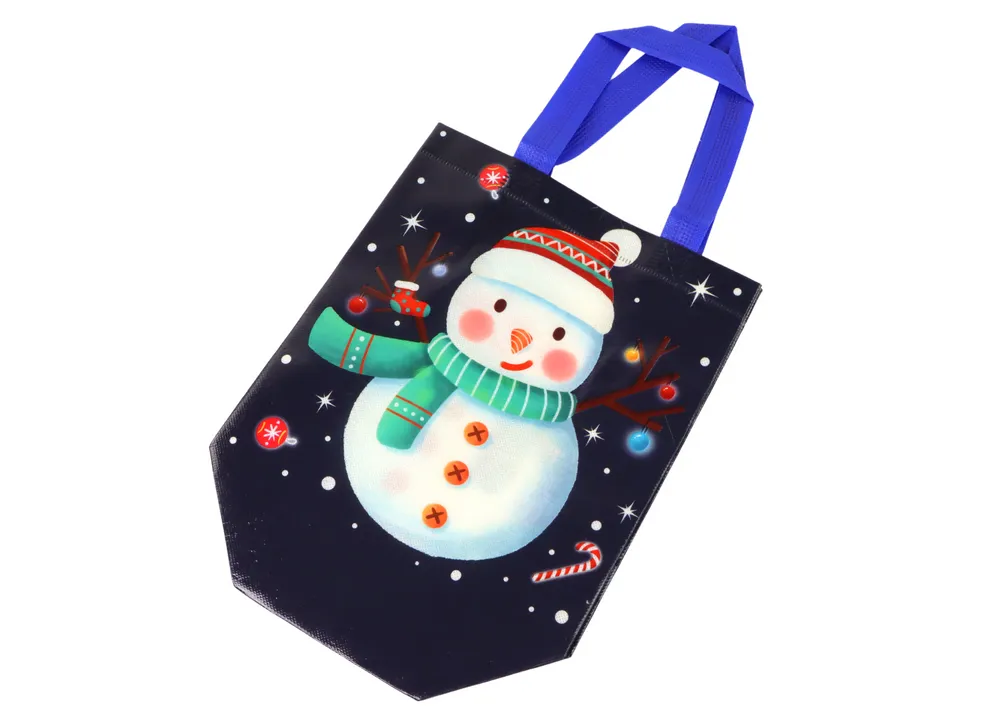 poklon vrećica 23cm x 21.5cm x 11cm crna sa snjegovićom - slika 3