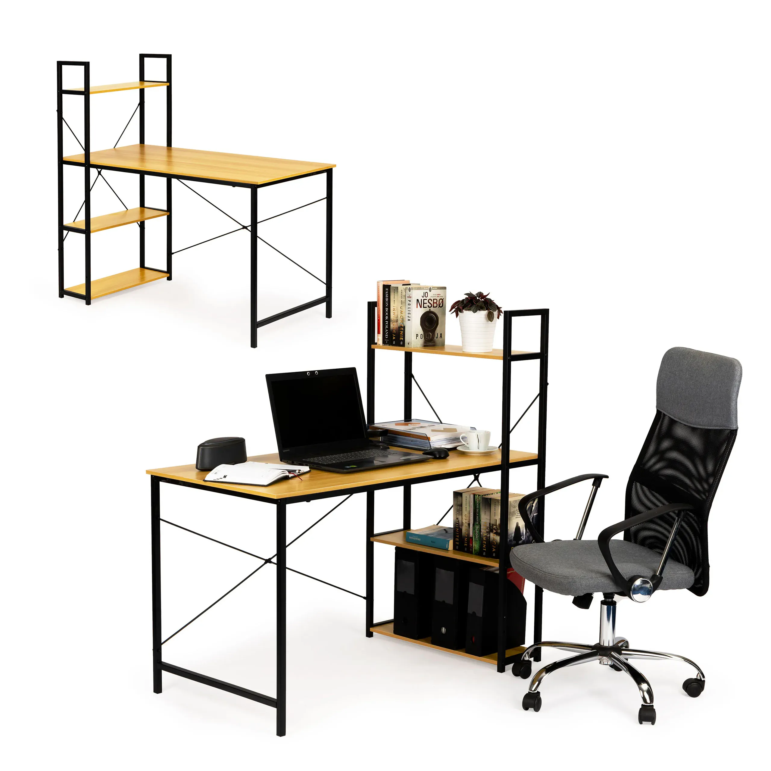 modernhome stol kombinacije drva i metala - slika 2