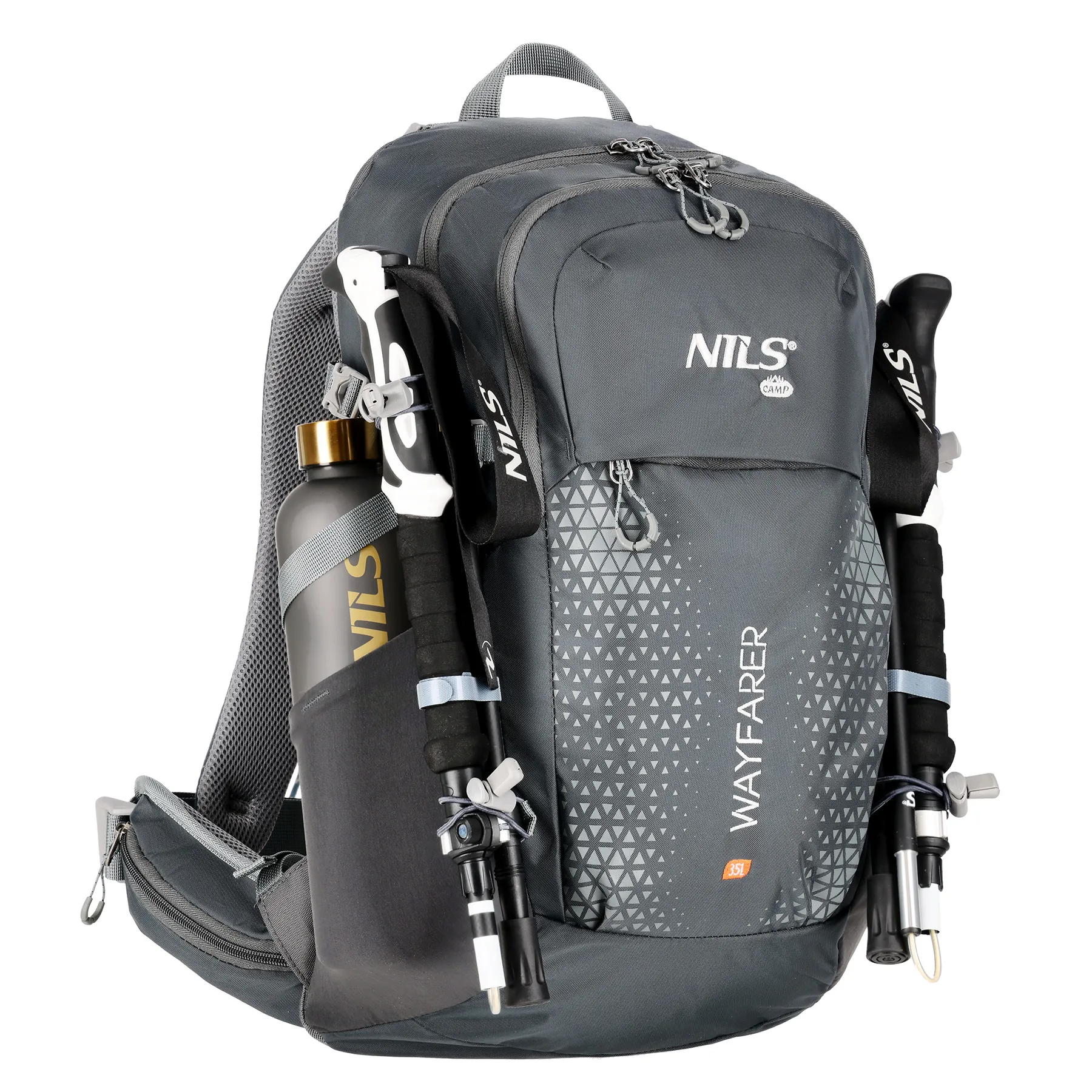 putni ruksak sivi wayfarer 35l nils camp - slika 10