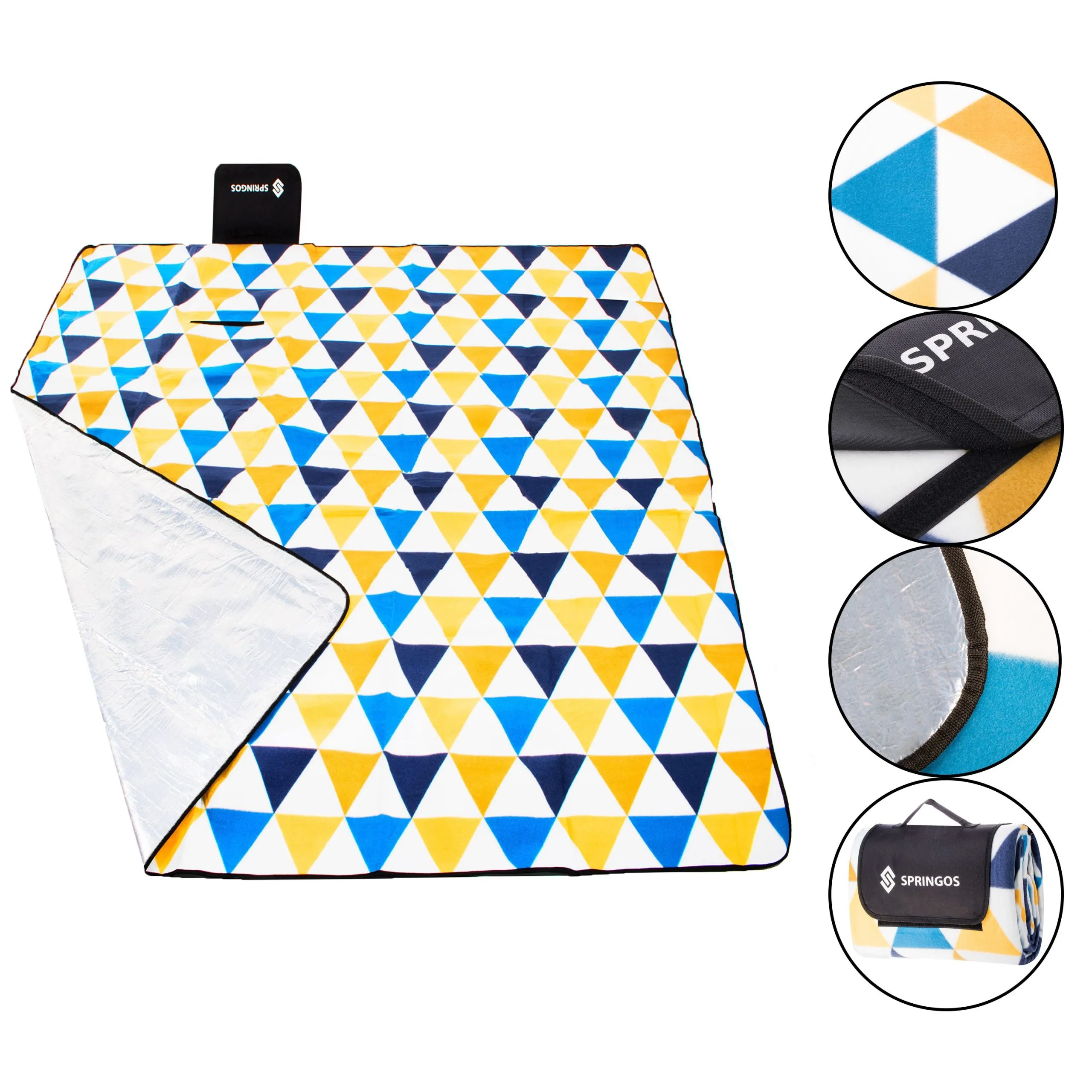 deka za piknik 200 x 200 cm žuto plavi trokuti - slika 12