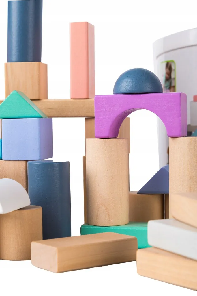 ecotoys drvene kocke grad u kantici 100 komada - slika 8