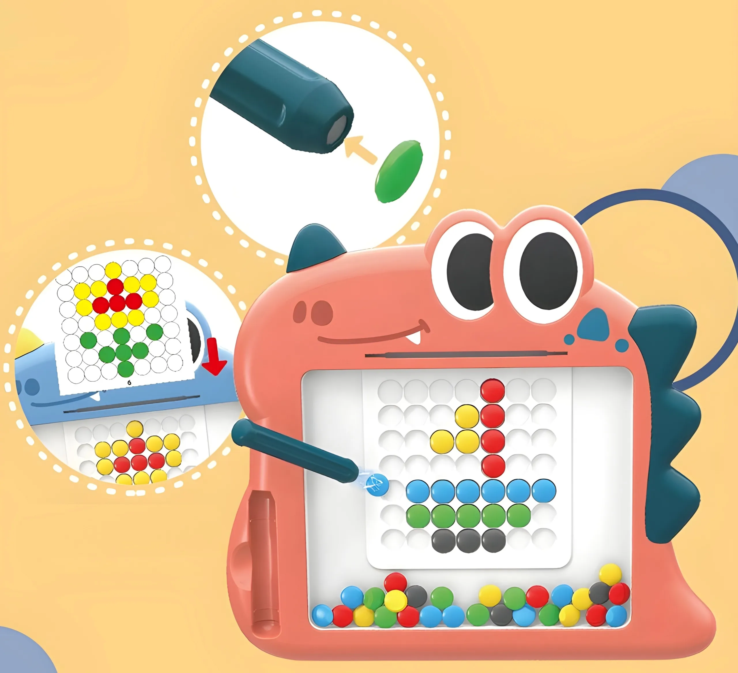 woopie montessori magnetna ploča za djecu magpad, crveni dinosaur - slika 8