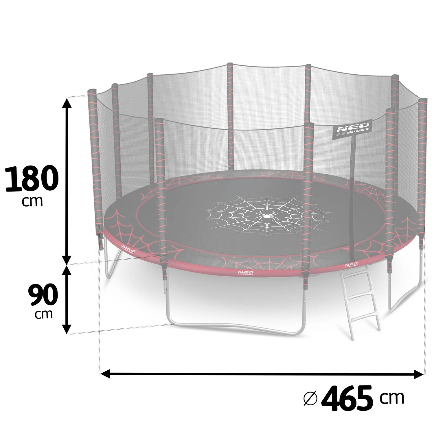 vrtna trampolina 465 cm s vanjskom zaštitnom mrežom i ljestvama neo-sport - slika 4