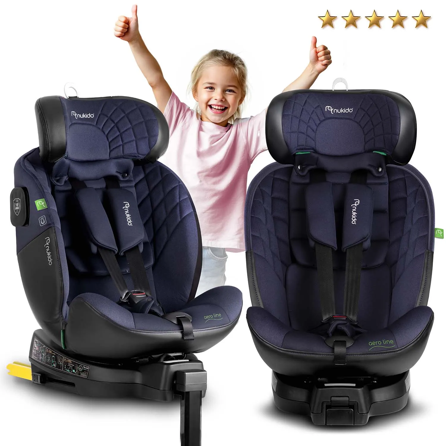 nukido aero line crna i tamnoplava autosjedalica 0-36 kg isofix - slika 3