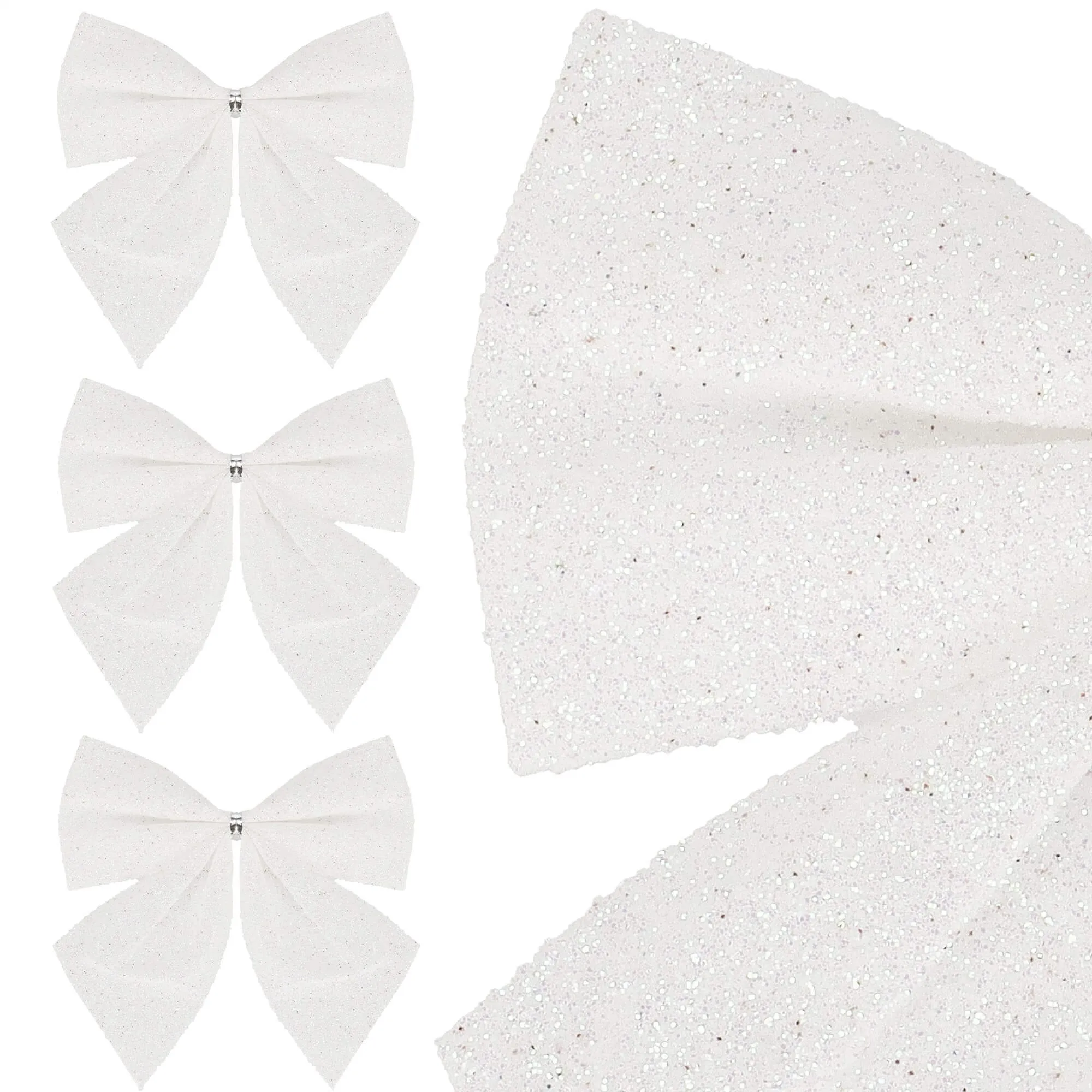 božićne mašne 11 × 11 cm – set 3 komada, bijele - slika 4