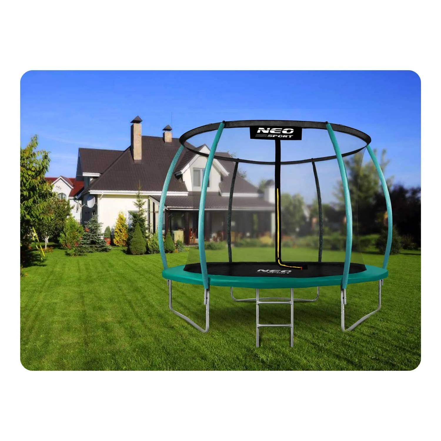 neo-sport profilirani vrtni trampolin 252 cm (8 ft) s unutarnjom mrežom, tirkizni - slika 3