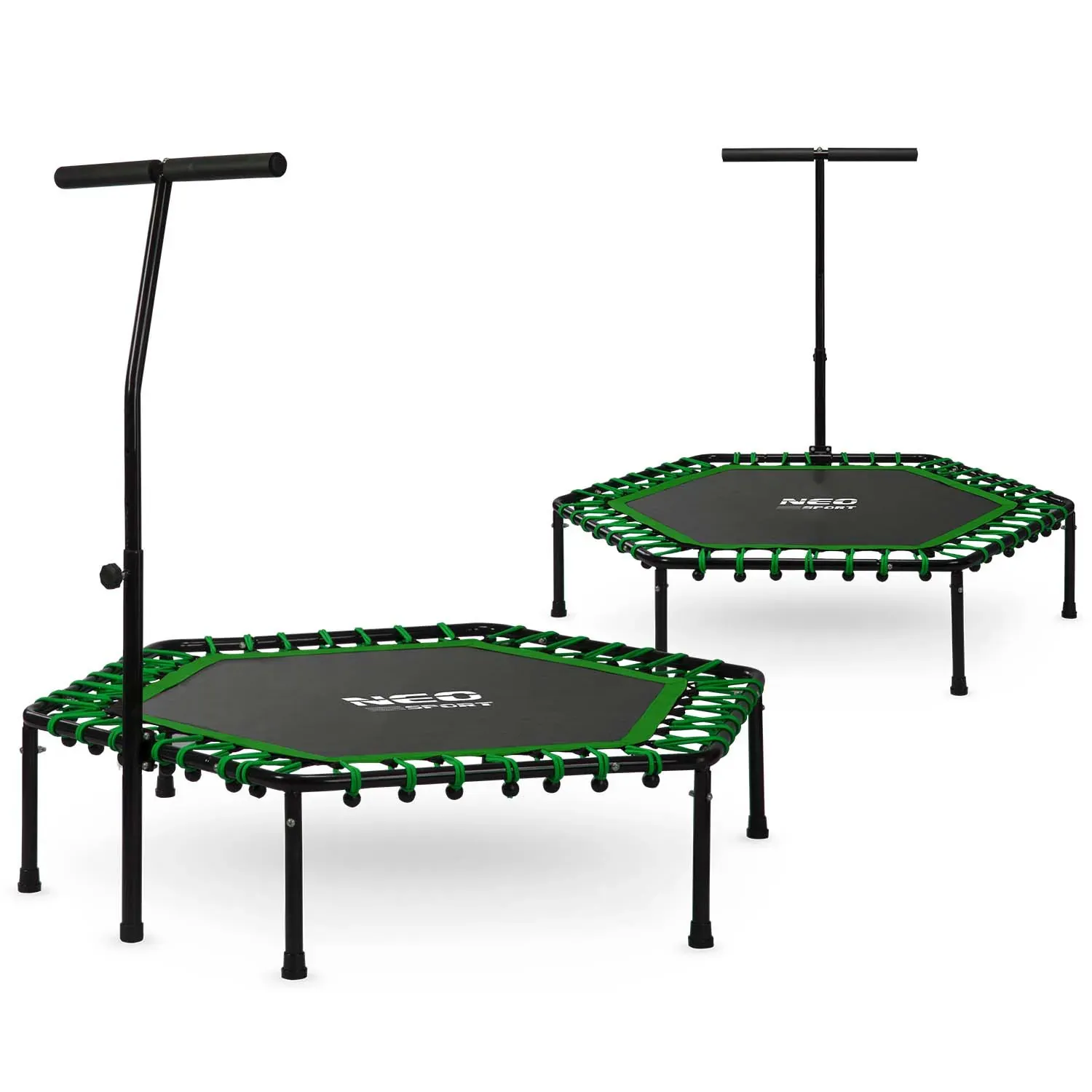 Neo-Sport fitness trampolin s ručkom 127 cm – šesterokutni, zeleni - Pribislavec