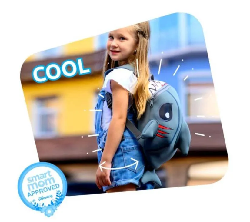 crazysafety dječji ruksak shark - sivi - slika 3