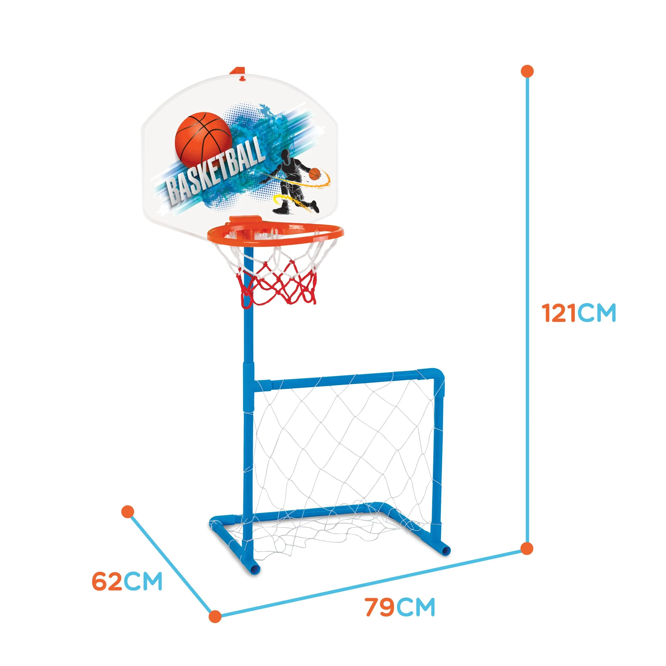 woopie set 2 u 1 košarka i nogometni gol + lopta - slika 4