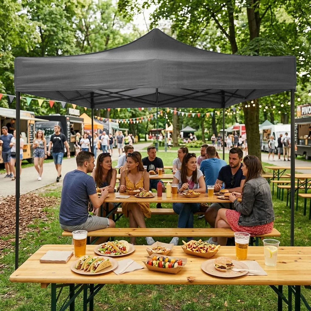 multigarden automatski samosklapajući vrtni paviljon 3 × 3 m, sivi - slika 3