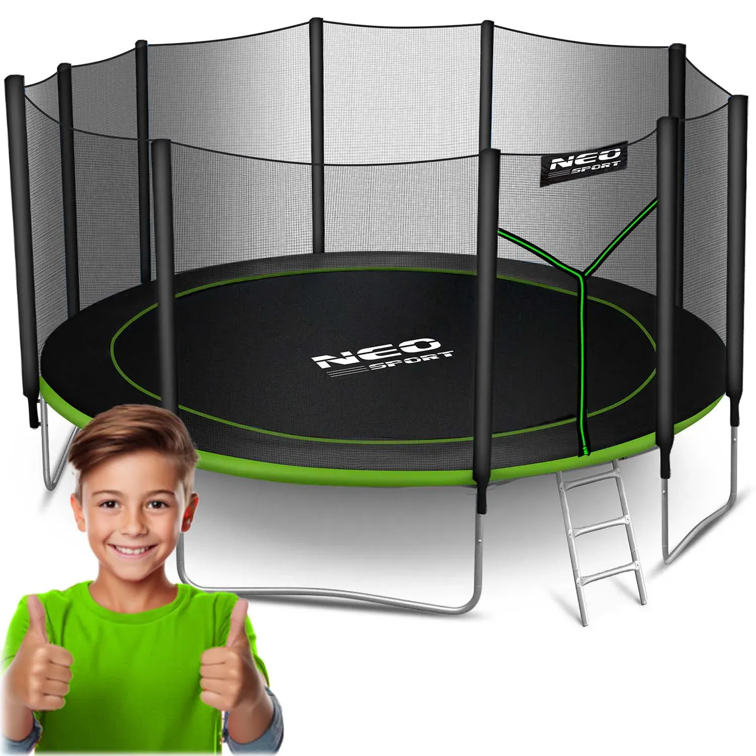 neo-sport vrtni trampolin 465 cm (15 ft) s vanjskom mrežom i ljestvama - slika 2