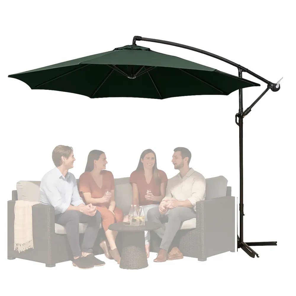 bočni vrtni suncobran s podesivim nagibom 350 x 250 cm zeleni - slika 4