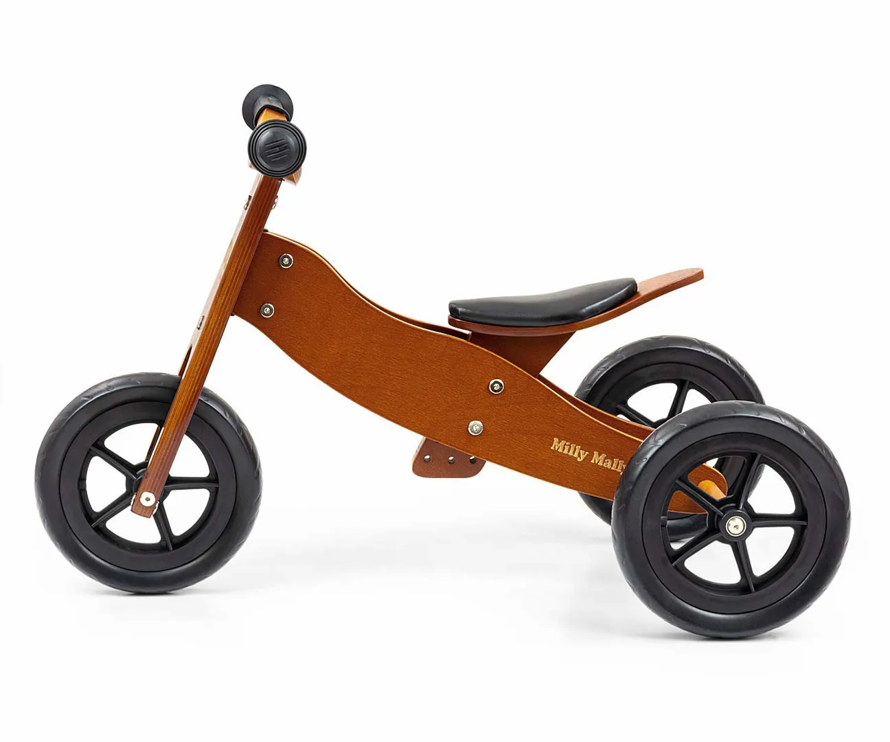 milly mally 2u1 dječji tricikl bez pedala dark natural - slika 4