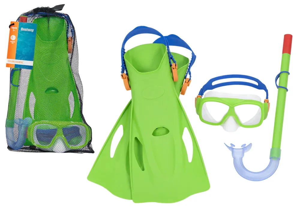 bestway ronilački set s maskom, disalicom i perajama zeleni 25019 - slika 2