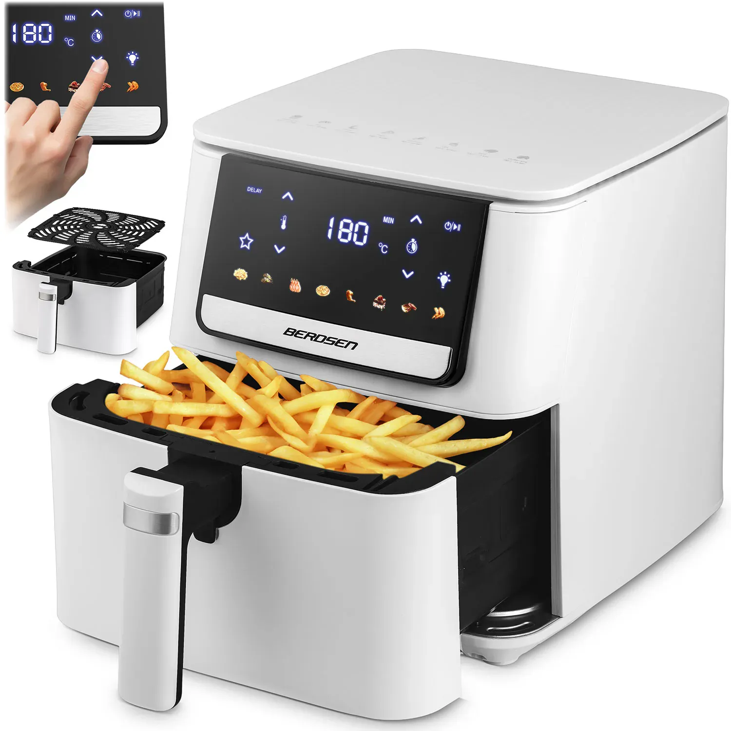 berdsen digitalna friteza na vrući zrak 1700 w, 6,5 l, bijela - slika 2