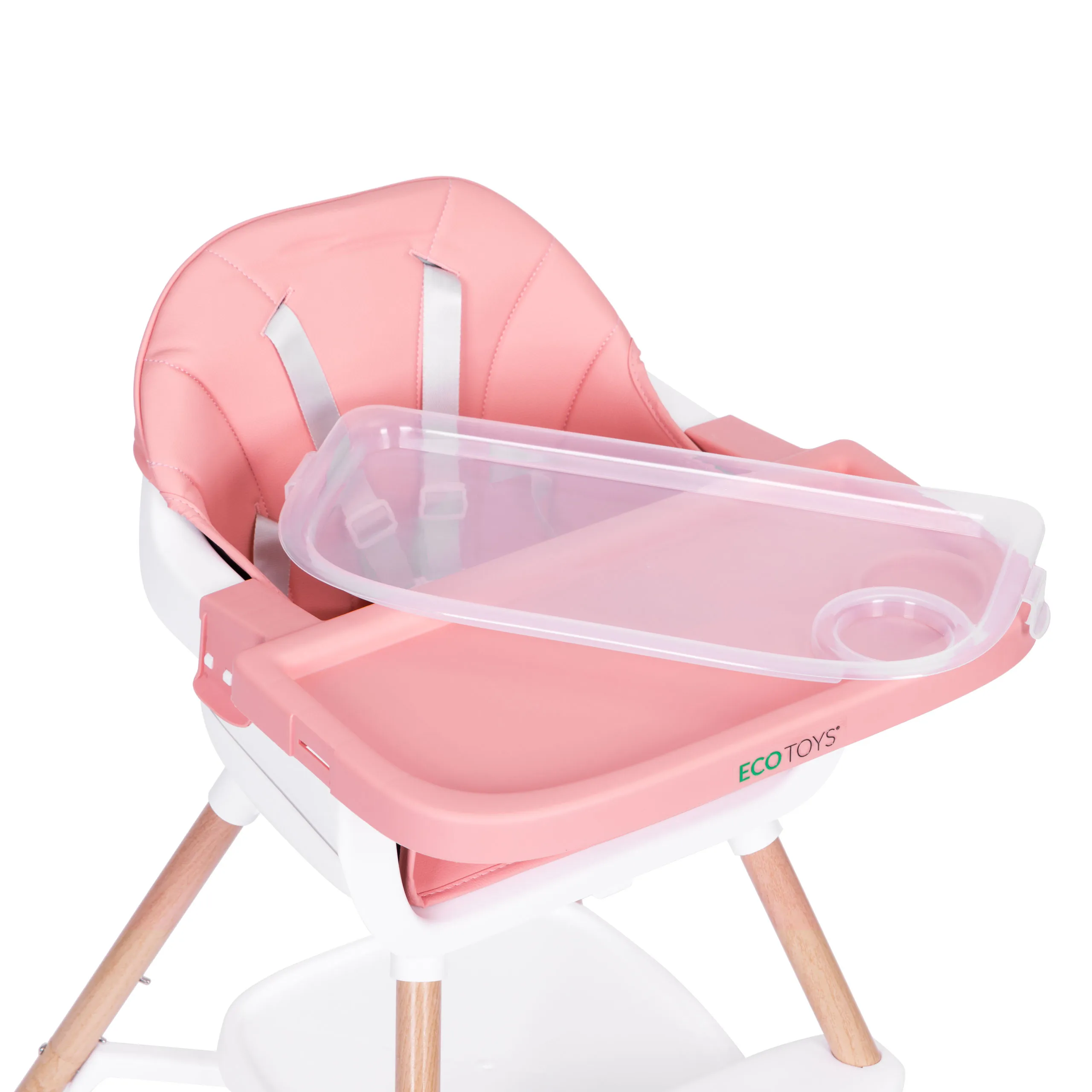 dječja stolica za hranjenje 2-u-1, roza, ecotoys - slika 5
