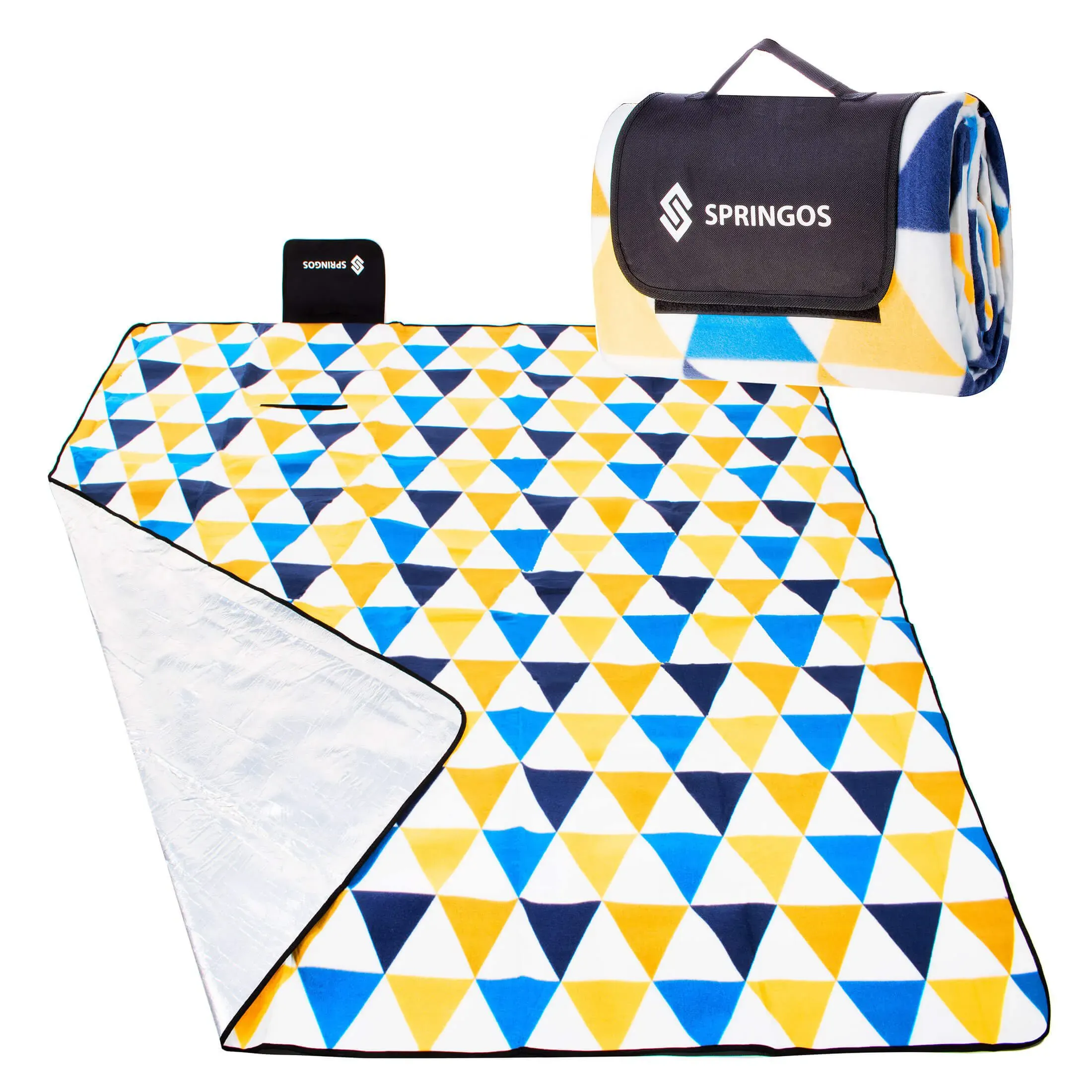 deka za piknik 200 x 200 cm žuto plavi trokuti - slika 2