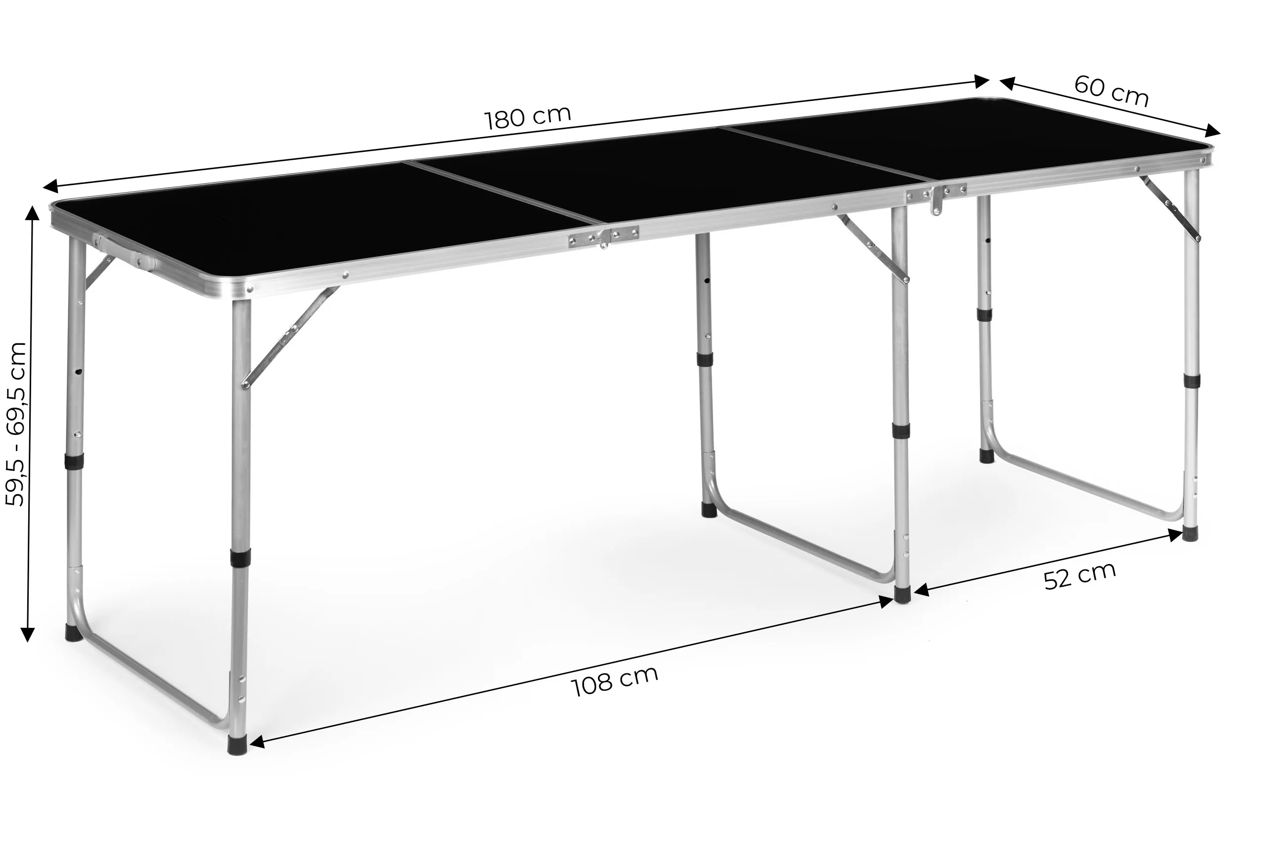 modernhome sklopivi turistički stol crni 180 x 60 cm - slika 8