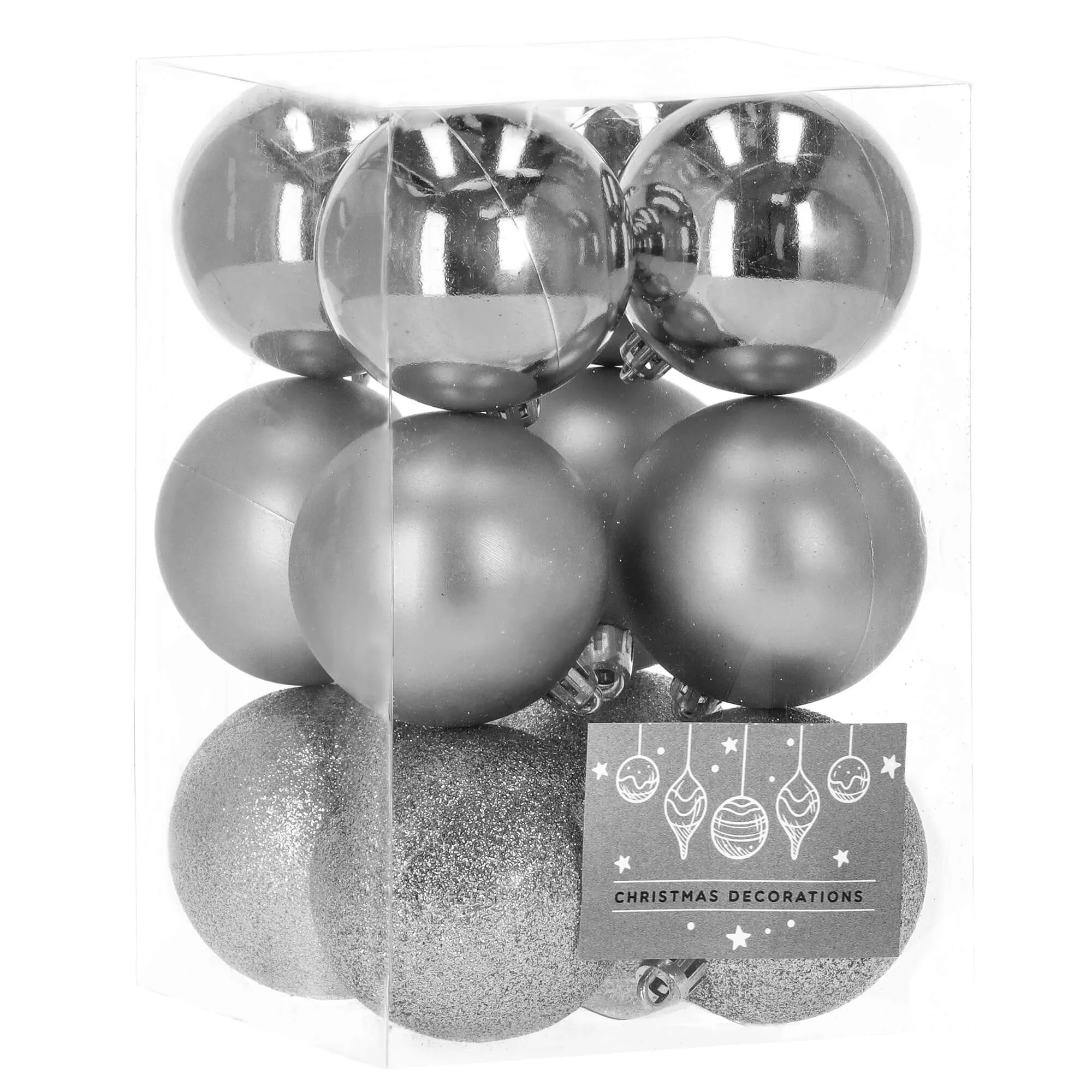 božićne kuglice 6 cm – set od 12 komada, srebrne - slika 10