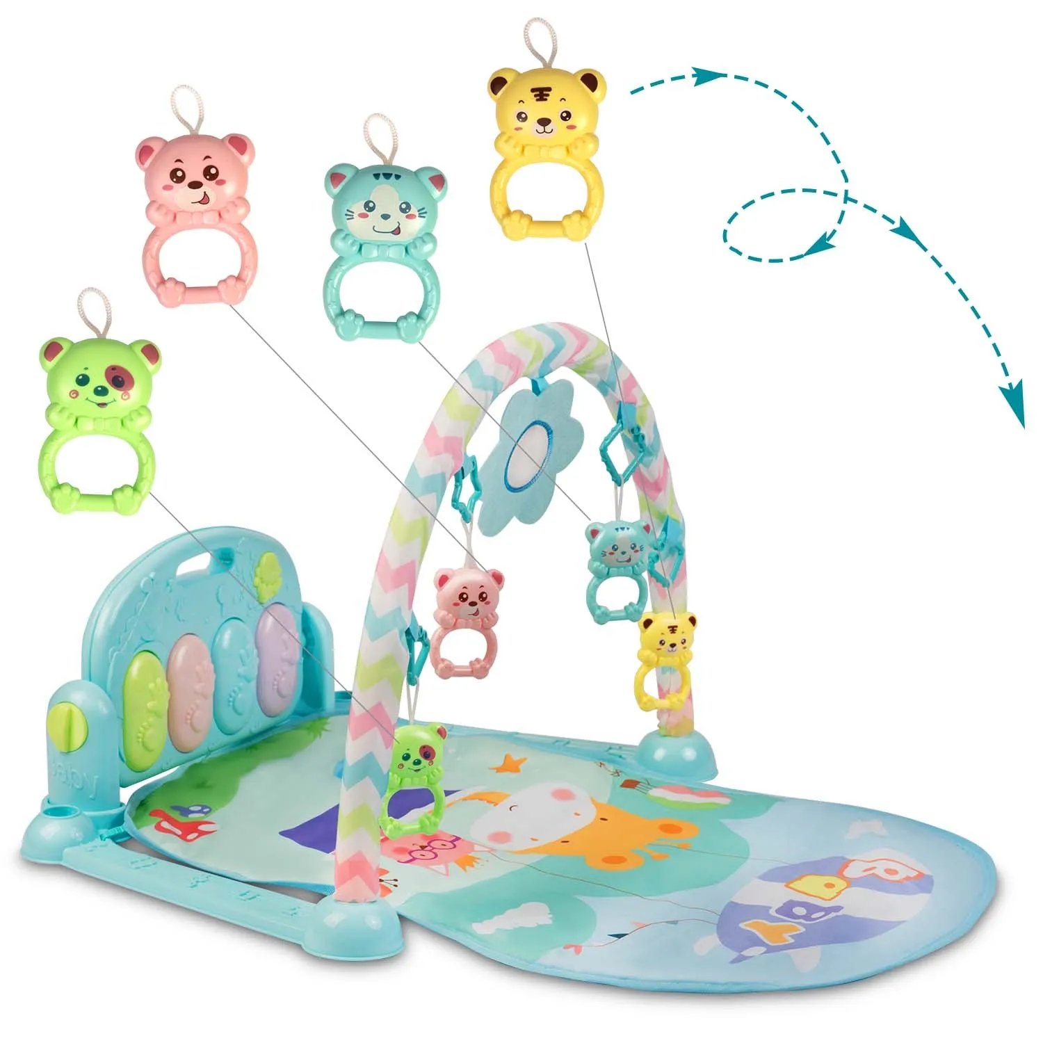 ricokids interaktivna edukativna prostirka s klavirom, medvjedić - slika 7