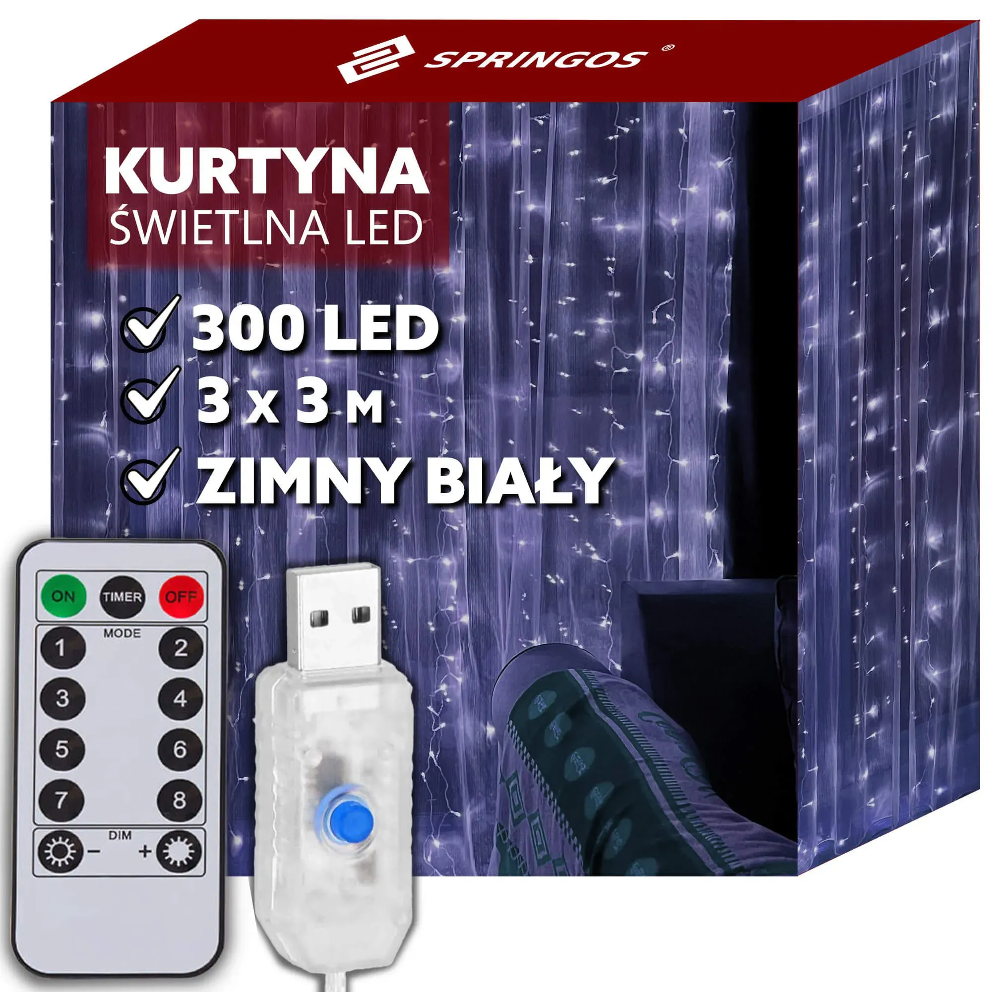 led zavjesa – 300 lampica , hladno bijela - slika 2