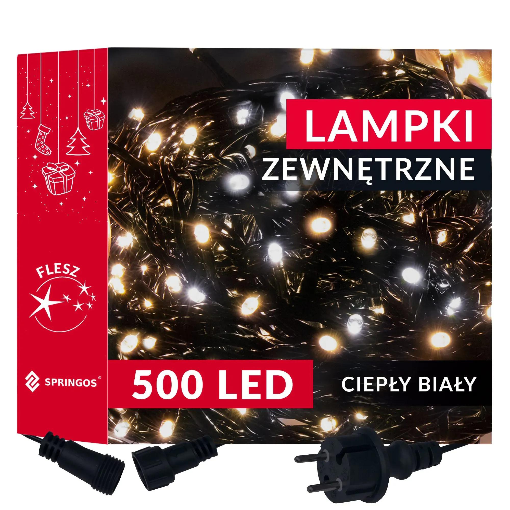 springos set božićnih lampica flash, 500 led, 28,5 m, toplo bijela + flash hladno bijela - slika 2