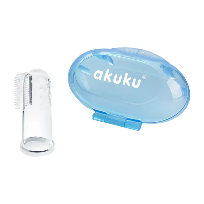 akuku a0265 silikonska četkica za prve zube plava - slika 2