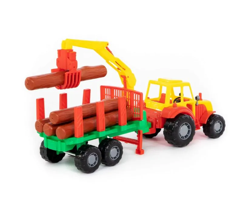 polesie traktor s balvanima u prikolici - slika 4
