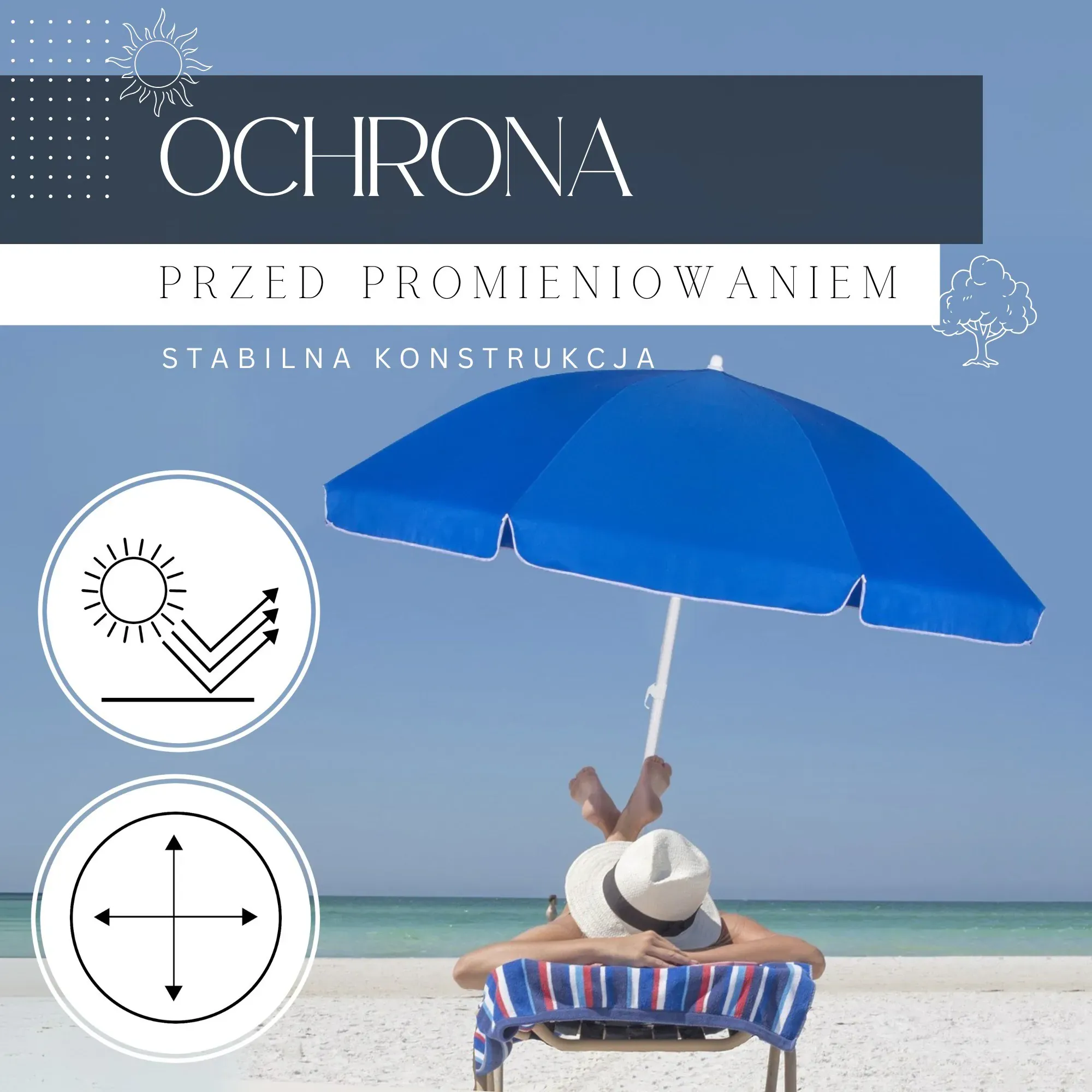 Plavi Suncobran Za Plažu 240 Cm Springos - Pribislavec