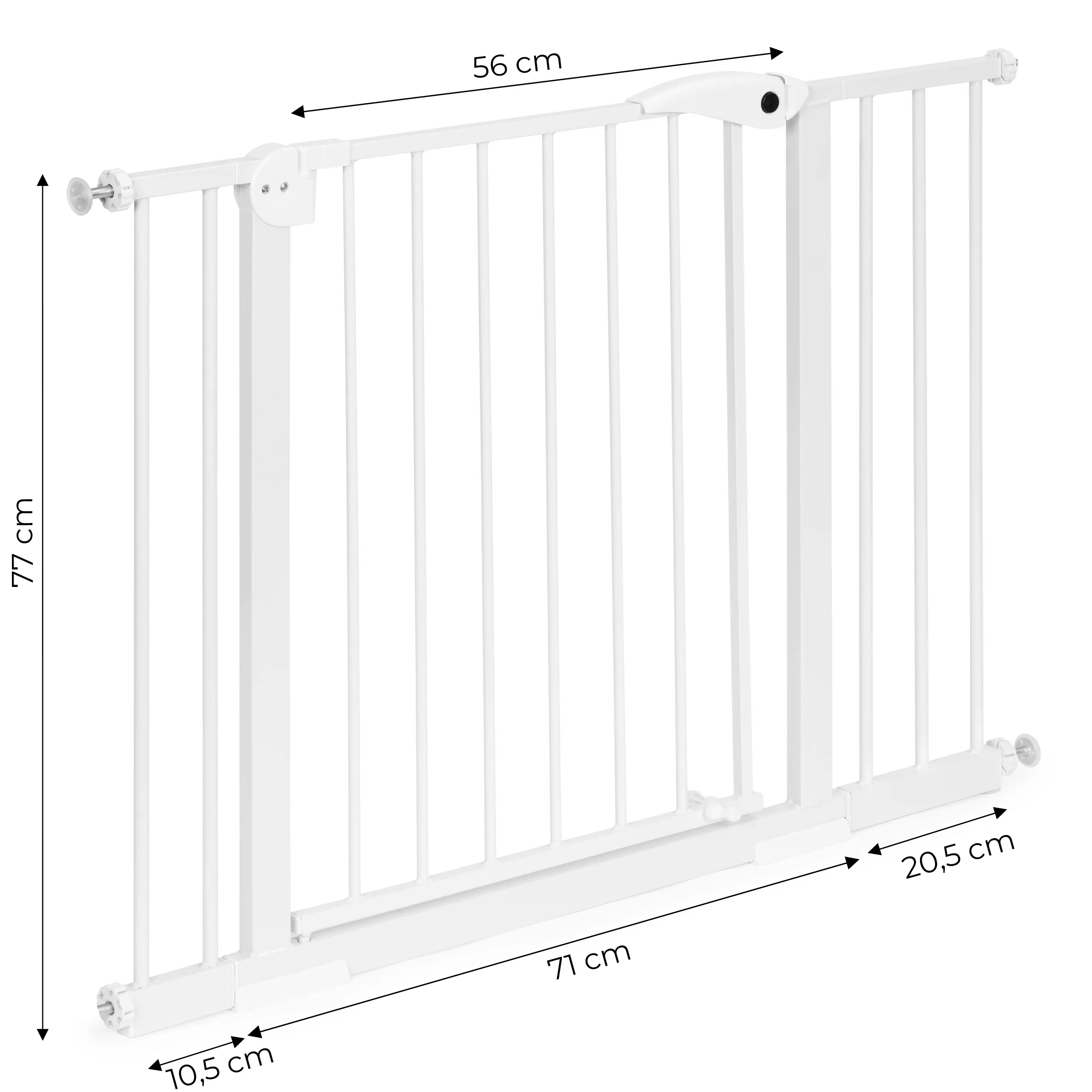 sigurnosna ograda, 74-105 cm, za stepenice i vrata, čelik, dodatni paneli, bijela, ecotoys - slika 9