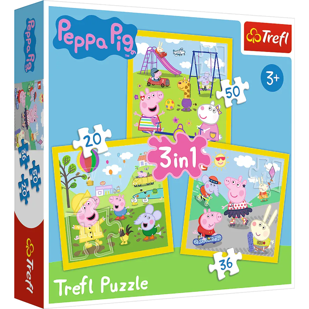 puzzle - 3u1 - peppa's happy day - peppa pig trefl 34849 - slika 2