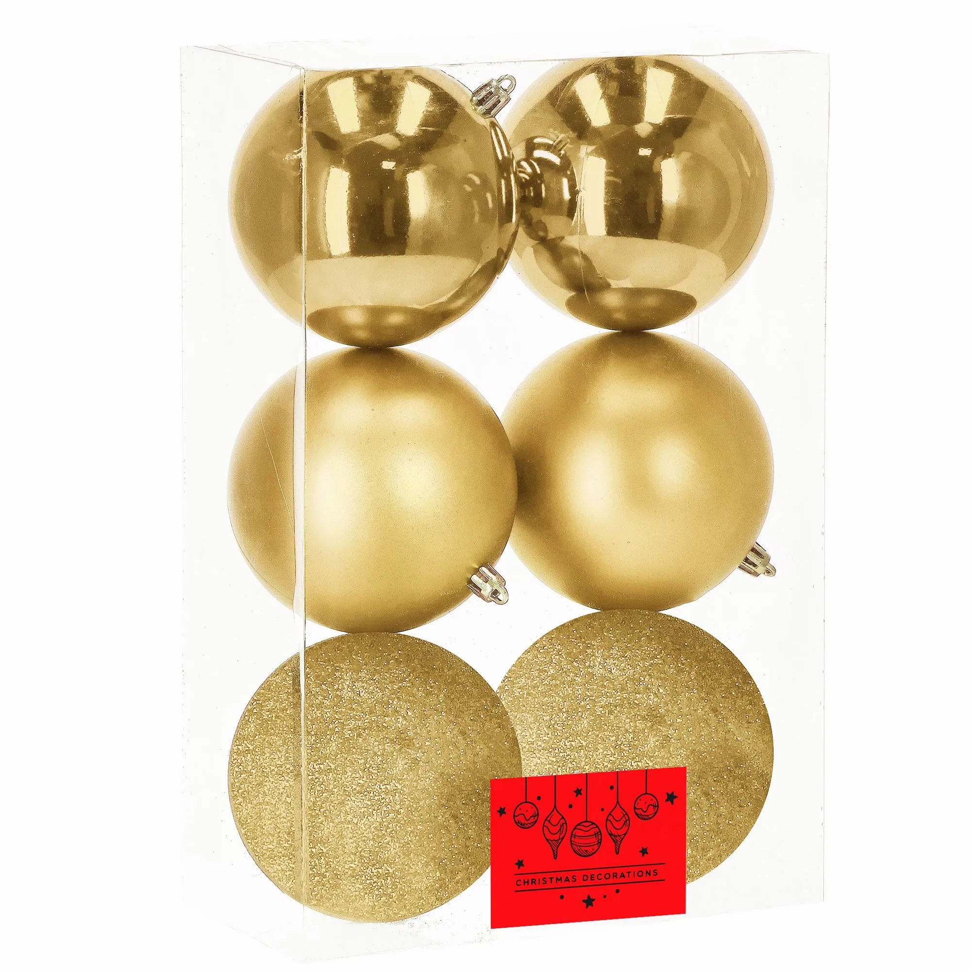 božićne kuglice 10 cm – set od 6 komada, zlatna - slika 4