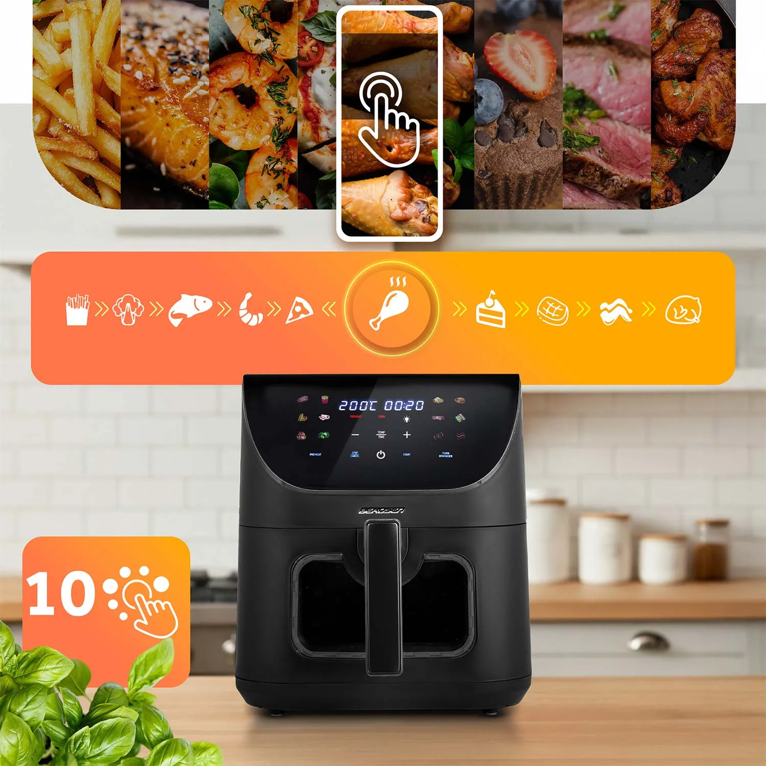 berdsen friteza na vrući zrak 1700 w, 8 l, crna - slika 9