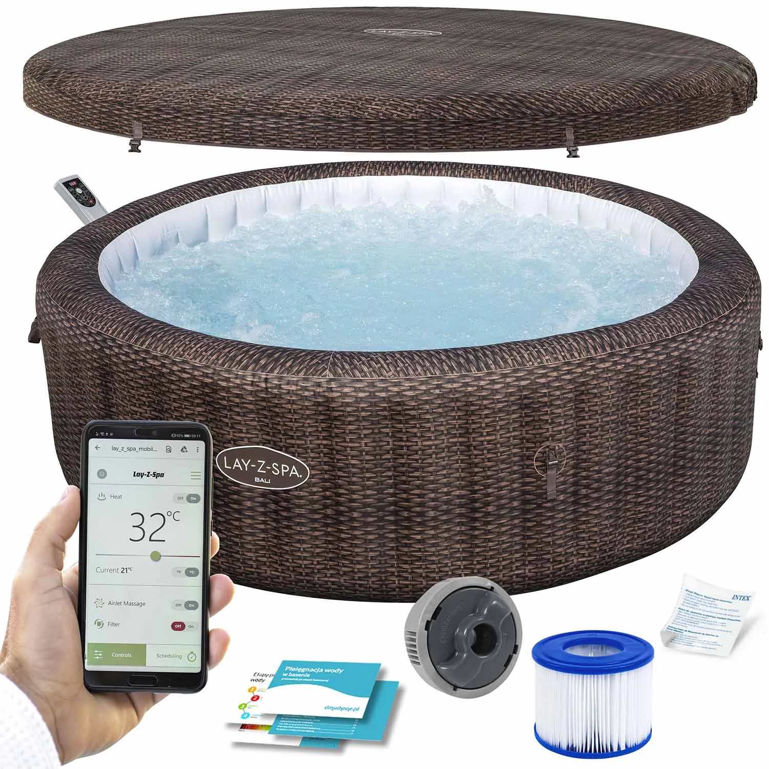 lay-z bali smeđa spa na napuhavanje za 7 osoba bestway - slika 1