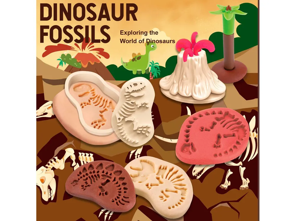 set izrade fosila dinosaura od plastelina 5 boja - slika 7