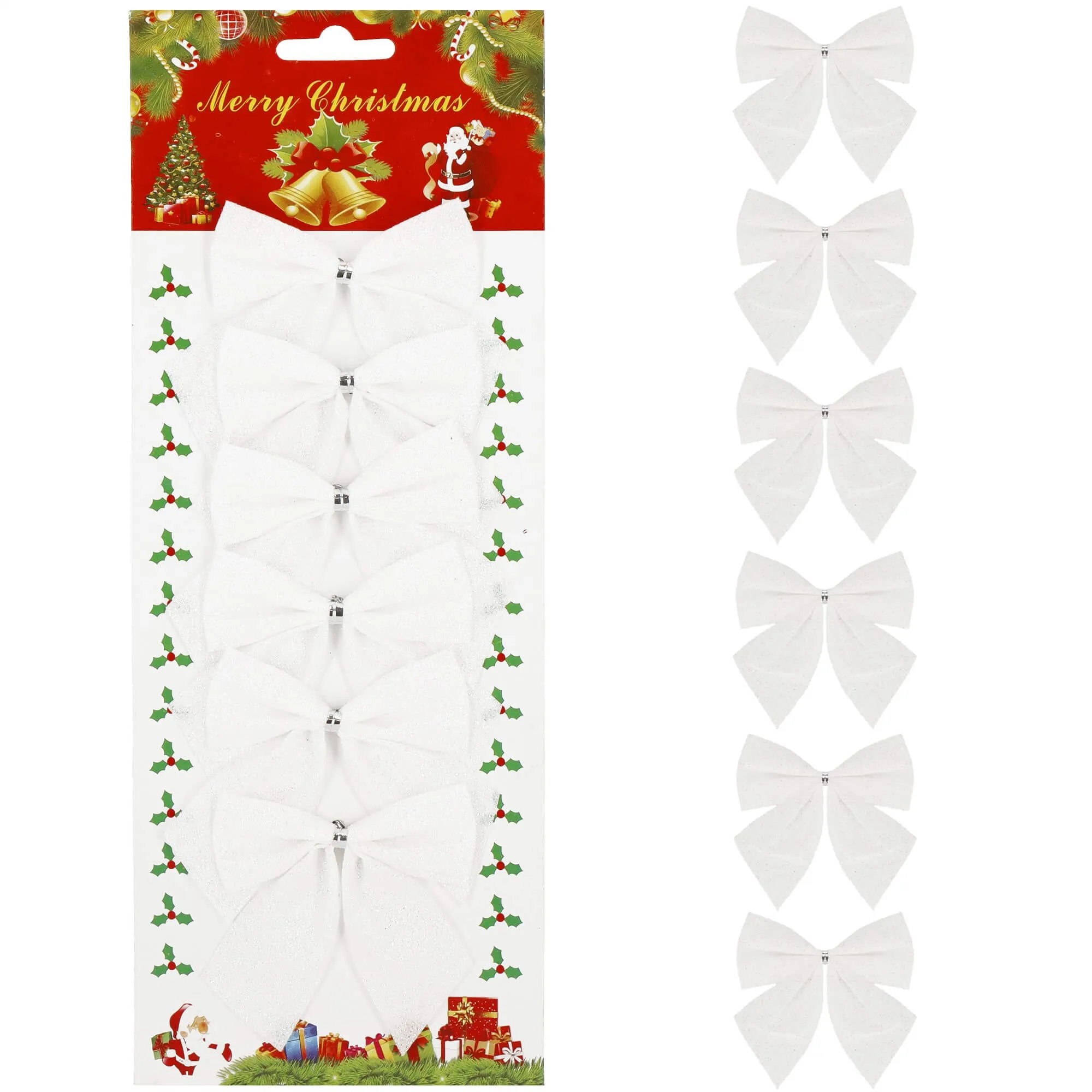 božićne mašne 8 × 8 cm – set 6 komada bijele - slika 5