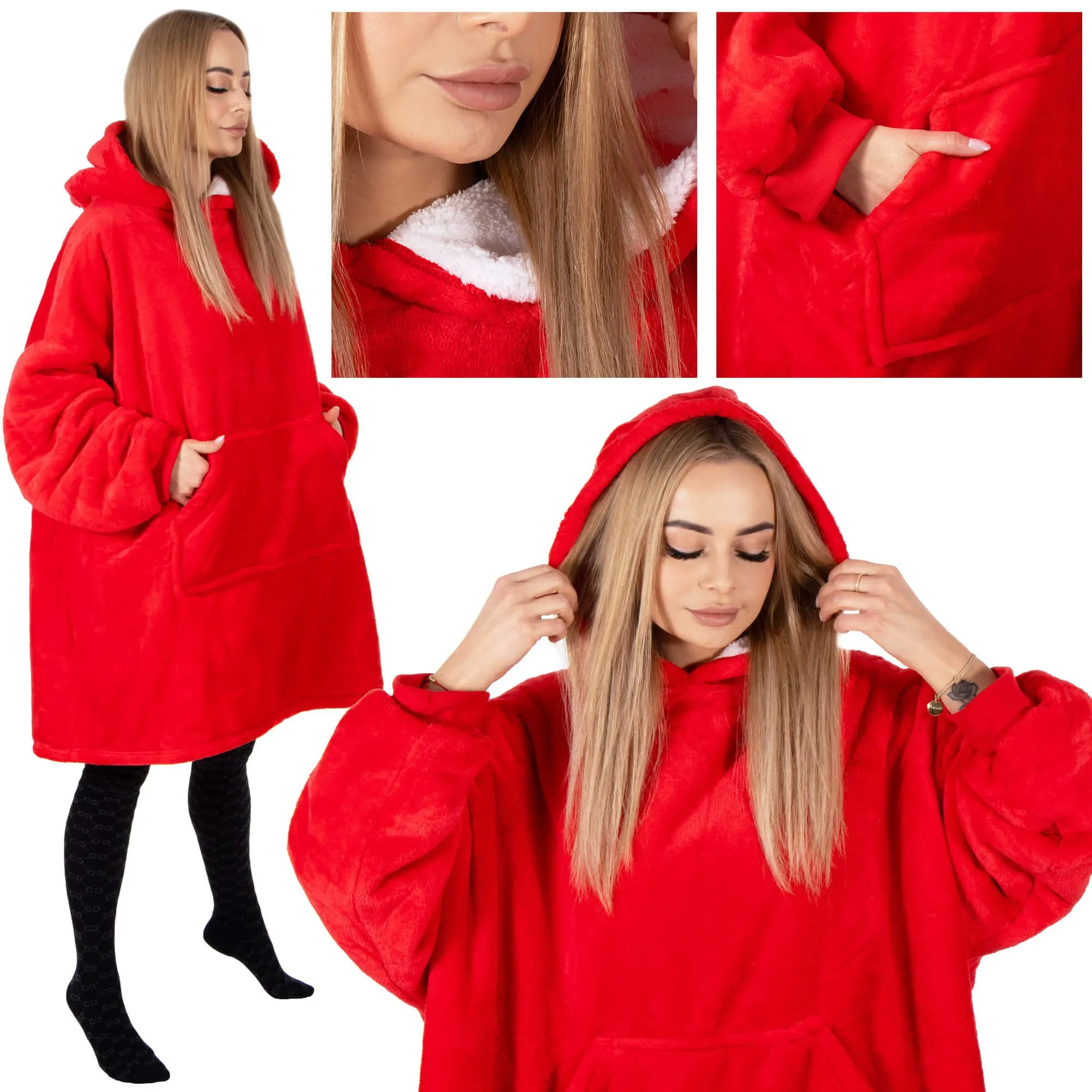 springos mekana oversize majica u obliku deke, crvena - slika 5