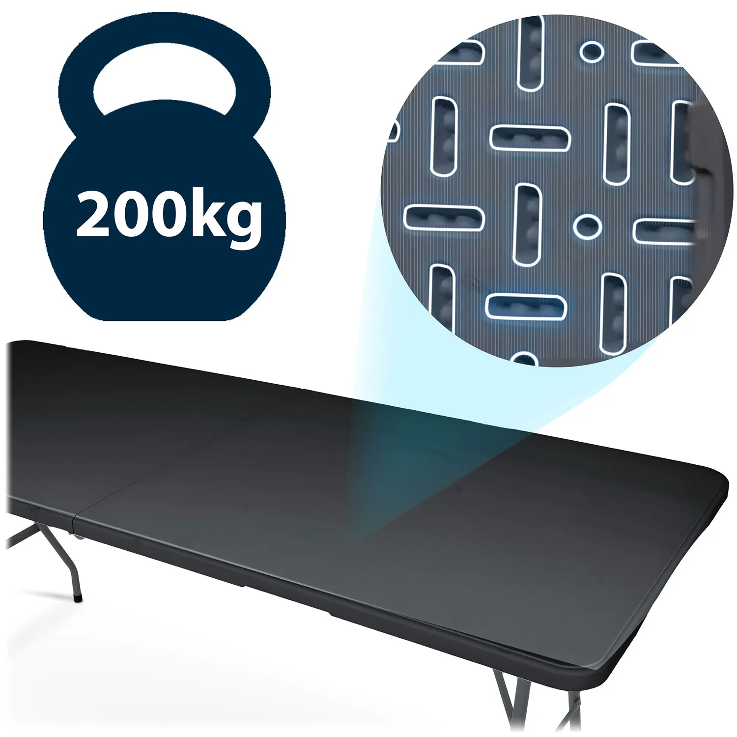 sklopivi vrtni ugostiteljski stol 180 cm plonos crni - slika 7
