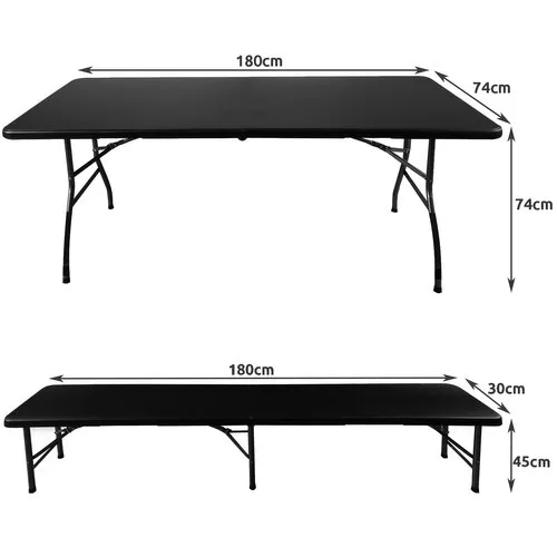 gardlov sklopivi vrtni stol 180 cm + 2 klupe - crni - slika 9