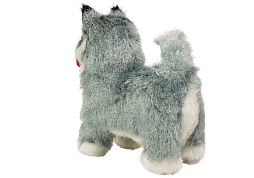 interaktivni plišani husky sa crvenom mašnom - slika 5