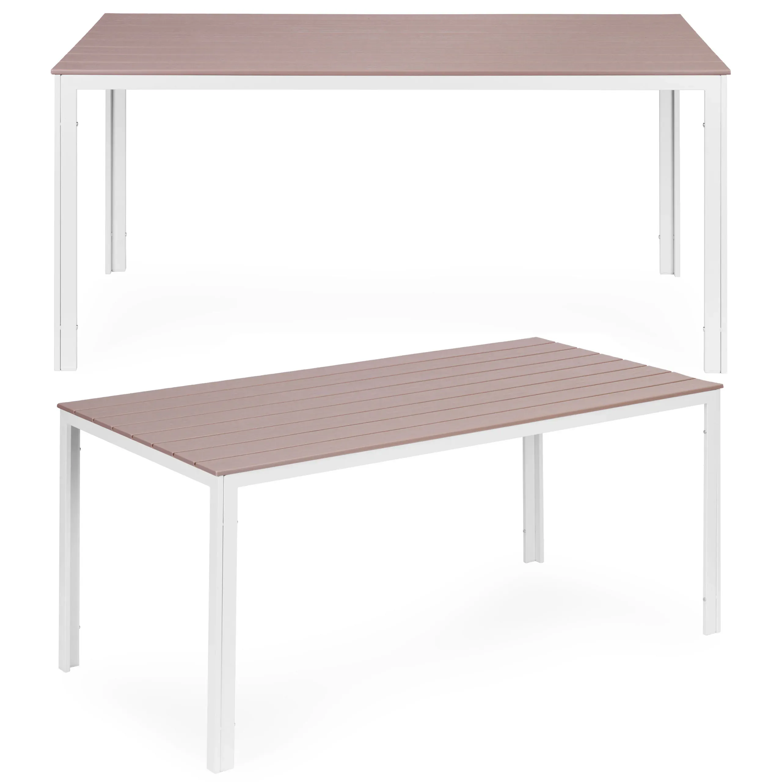 MultiGarden Vrtni stol za 6 osoba 156 × 78 cm, polywood, vrtni namještaj, bež-bijeli - Pribislavec