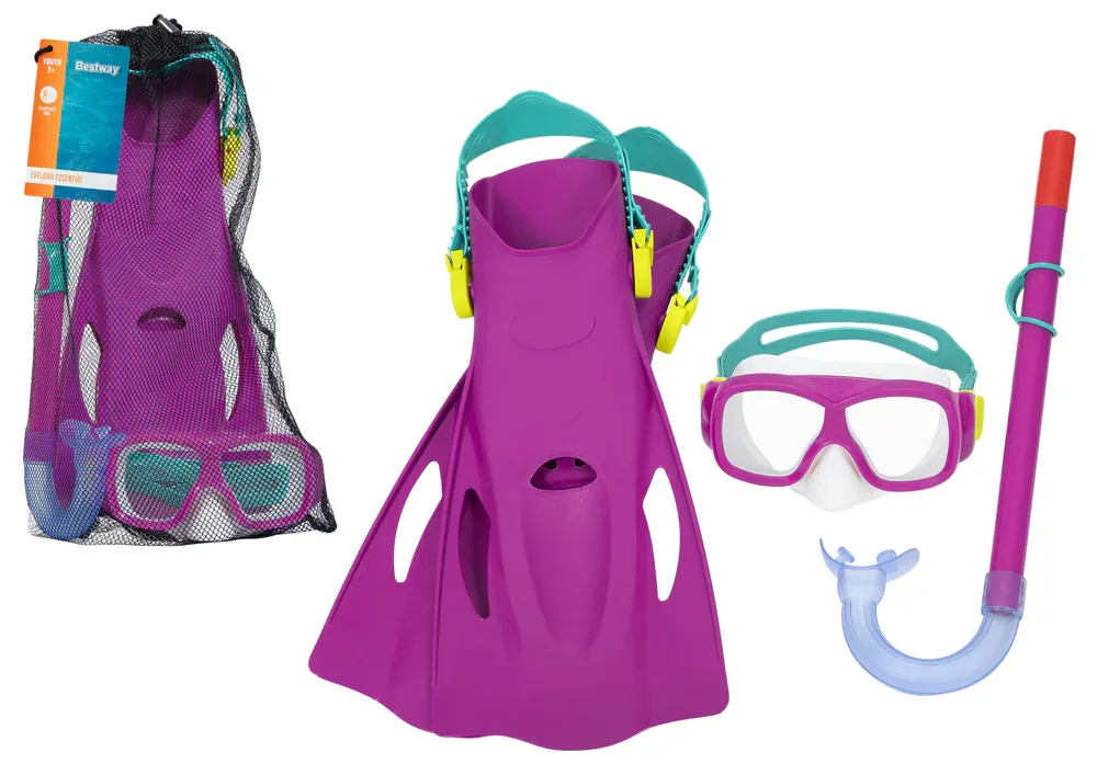 bestway ronilački set maska, disalica, peraje pink - slika 2